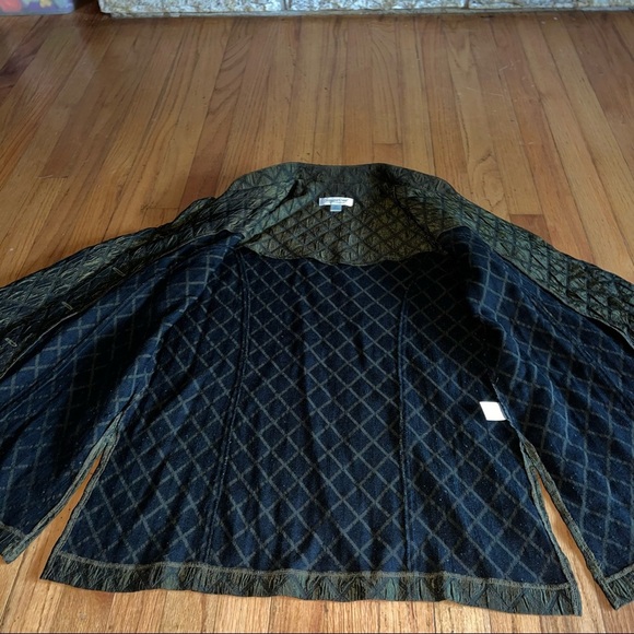 Coldwater Creek Green Diamond Pattern Crinkle Topper Dressy Jacket Petite MEDIUM - Picture 7 of 9